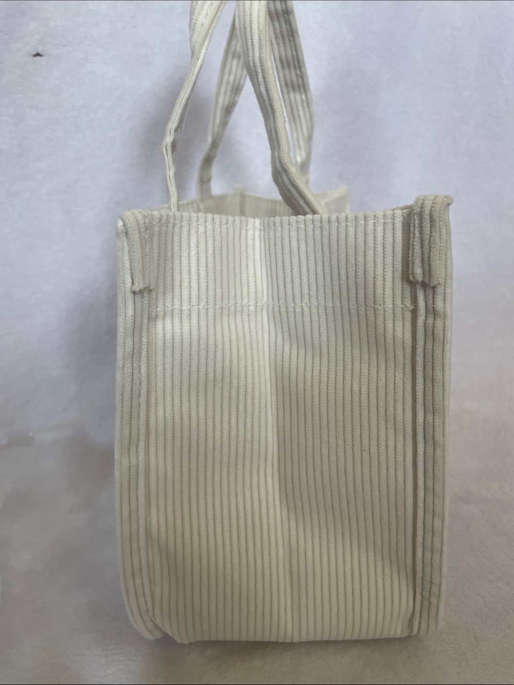Small Cream Tote with Blue Fish Print - Picture 3 of 5